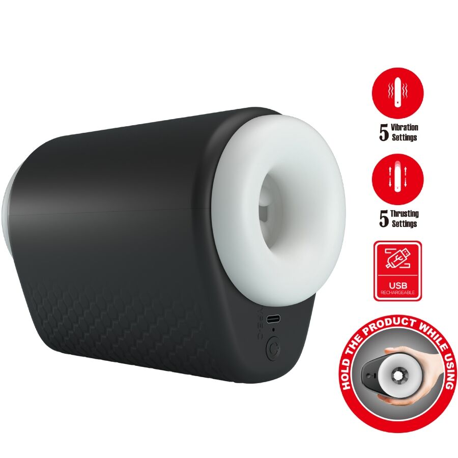 PRETTY LOVE - DJ GIRL MASTURBATORE MASCHILE CON VIBRAZIONE 5 IMPOSTAZIONI NEGRO Pretty Love Male