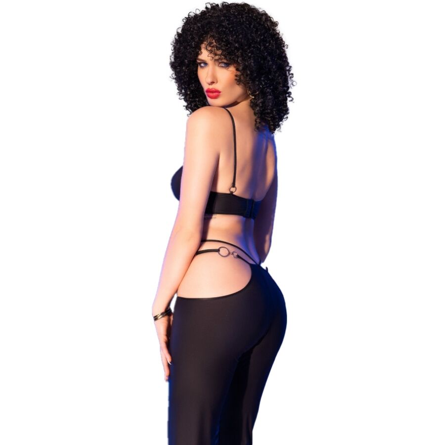 CHILIROSE - CR 4851 SET TOP E LEGGINGS NERI CON ACCESSORI DORATI S Chilirose Sets