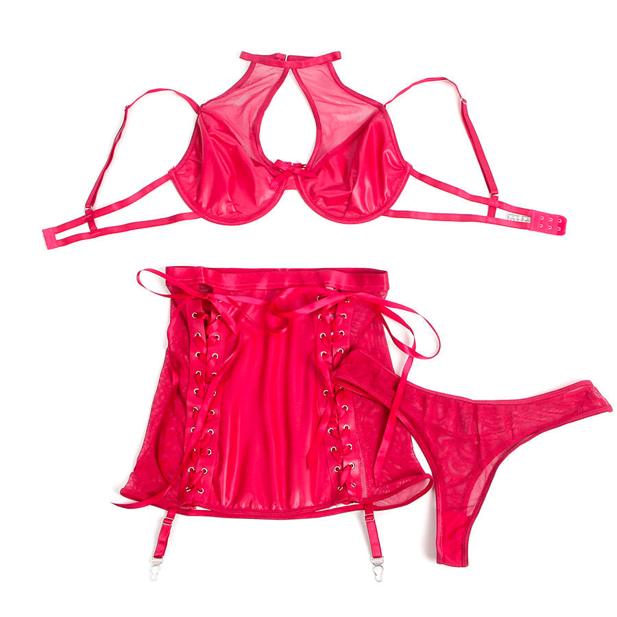 SUBBLIME - 957605 SET REGGISENO E GONNA IN PELLE ROSSO S/M Subblime Sets