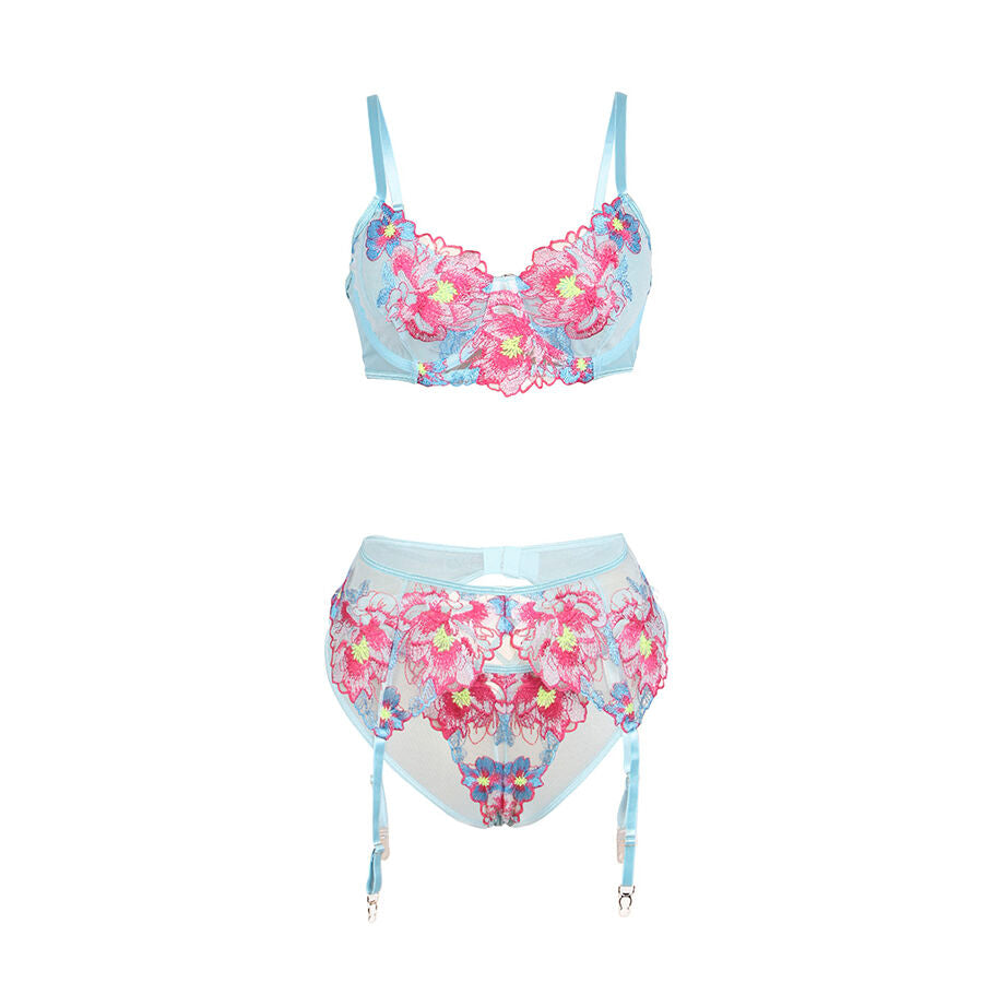 SUBBLIME - 957650 SET REGGISENO E CINTURA RICAMO FIORI ROSA L/XL Subblime Sets