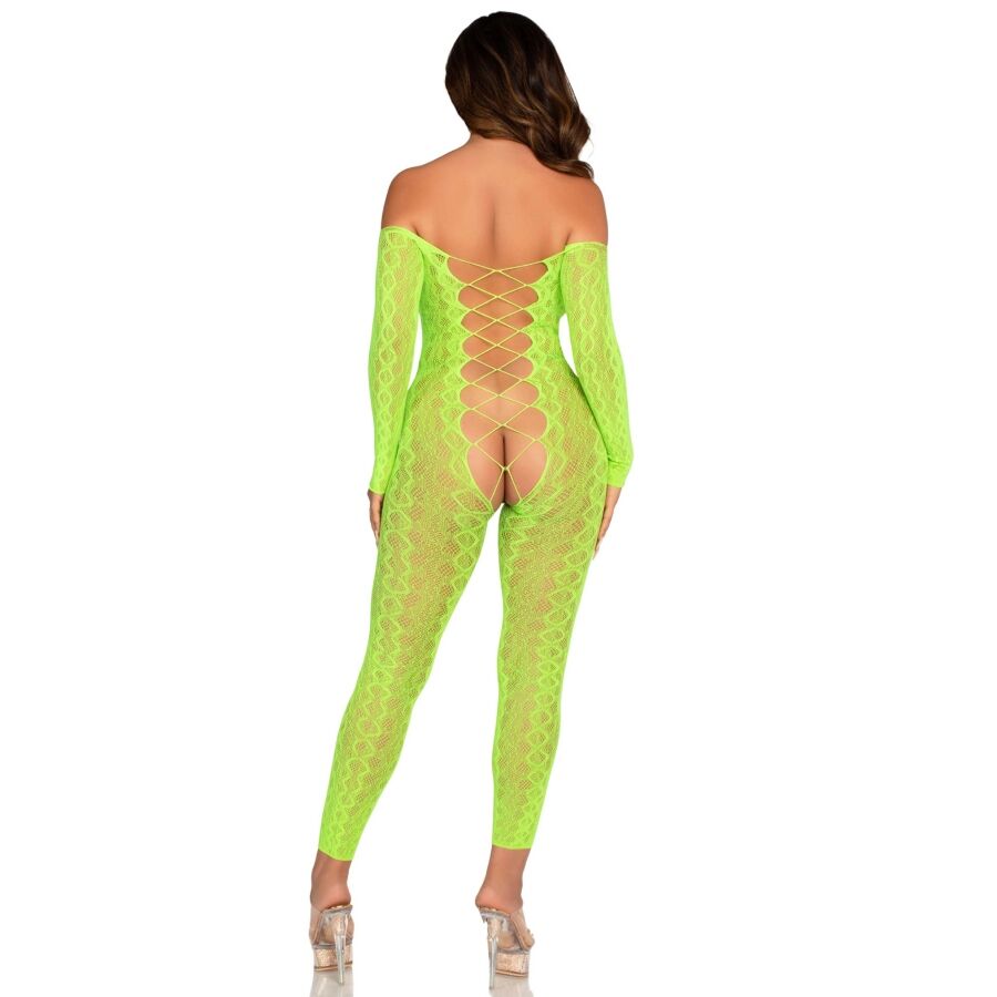 LEG AVENUE - BODYSTOCKING SENZA CAVALLO EXOTIC SNAKE LACE NEON GREEN Leg Avenue Bodystockings