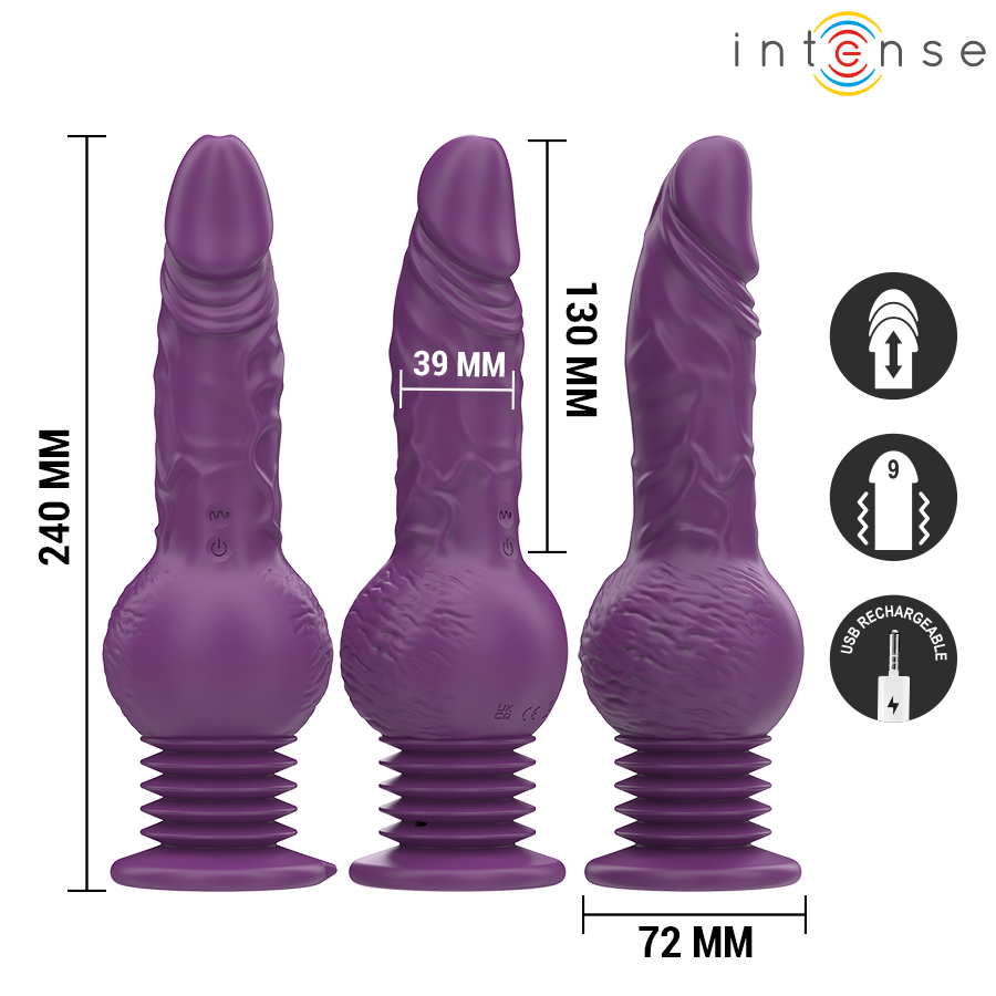 INTENSE - VIBRATORE MULTIFUNZIONE TATUM CON VIBRAZIONE SU E GI 24 CM VIOLA Intense Fun