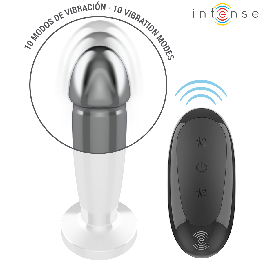 INTENSE - ANAL PLUG 10 VIBRAZIONI DILDO METALLO CON TELECOMANDO S Intense Anal Toys