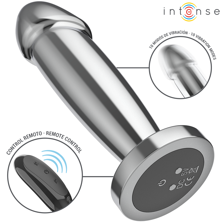 INTENSE - ANAL PLUG 10 VIBRAZIONI DILDO METALLO CON TELECOMANDO S Intense Anal Toys