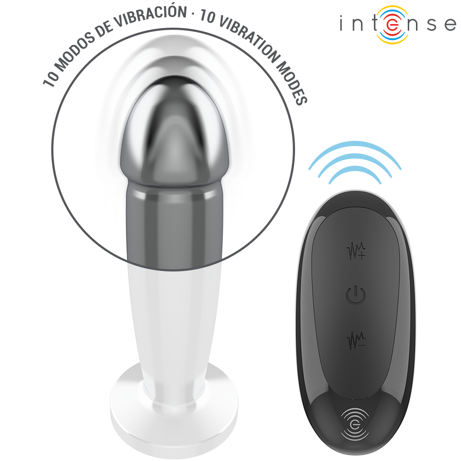 INTENSE - ANAL PLUG 10 VIBRAZIONI DILDO METALLO CON TELECOMANDO M Intense Anal Toys