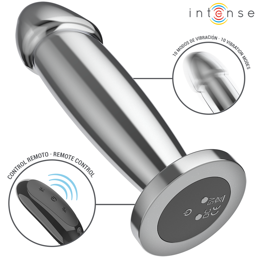 INTENSE - ANAL PLUG 10 VIBRAZIONI DILDO METALLO CON TELECOMANDO M Intense Anal Toys