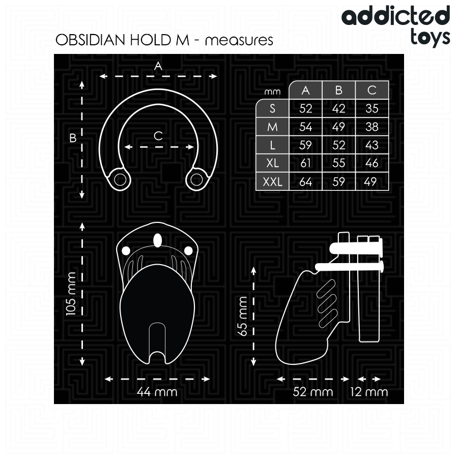 ADDICTED TOYS LOCKED - GABBIA PER PENE OBSIDIAN HOLD TAGLIA M Addicted Toys Locked