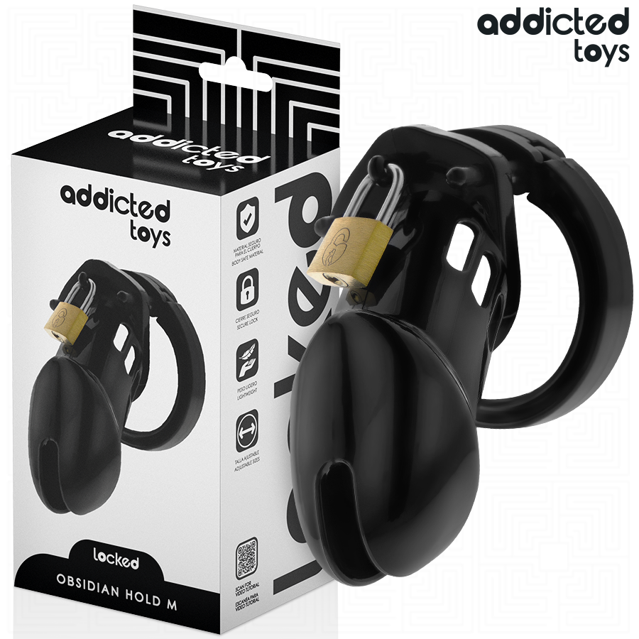 ADDICTED TOYS LOCKED - GABBIA PER PENE OBSIDIAN HOLD TAGLIA M Addicted Toys Locked