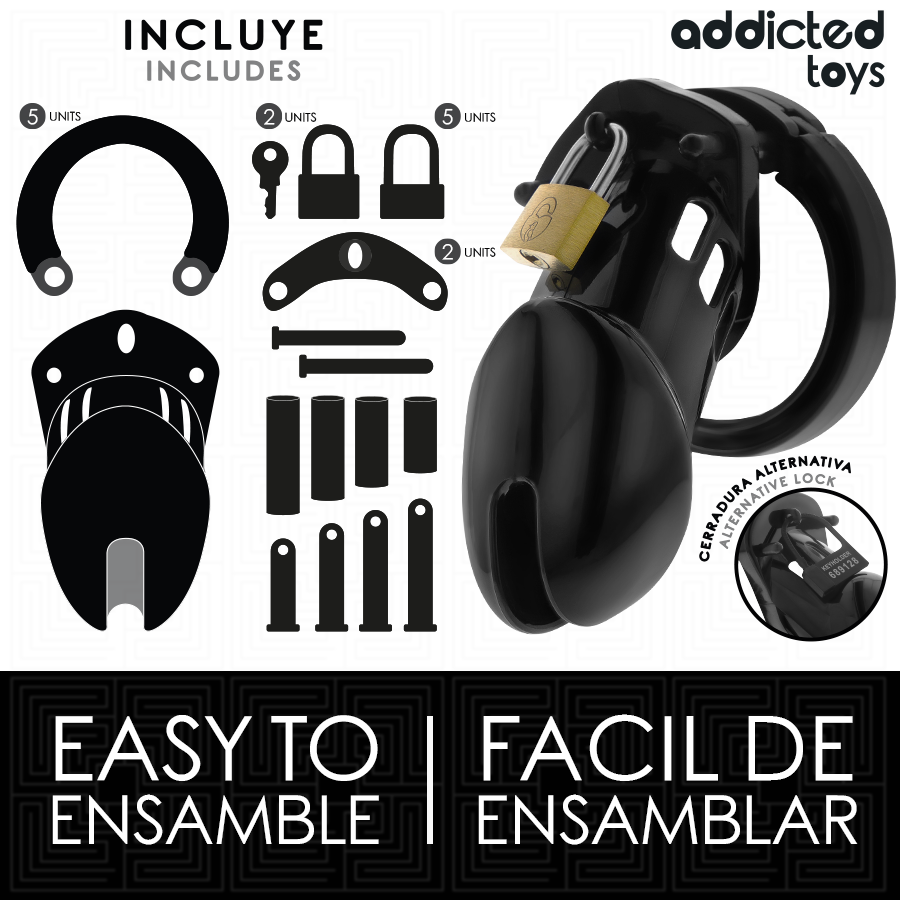 ADDICTED TOYS LOCKED - GABBIA PER PENE OBSIDIAN HOLD TAGLIA M Addicted Toys Locked