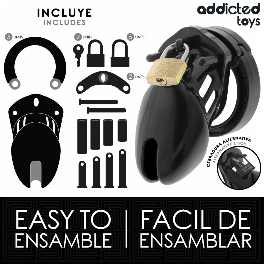 ADDICTED TOYS LOCKED - GABBIA PER PENE OBSIDIAN HOLD TAGLIA S Addicted Toys Locked