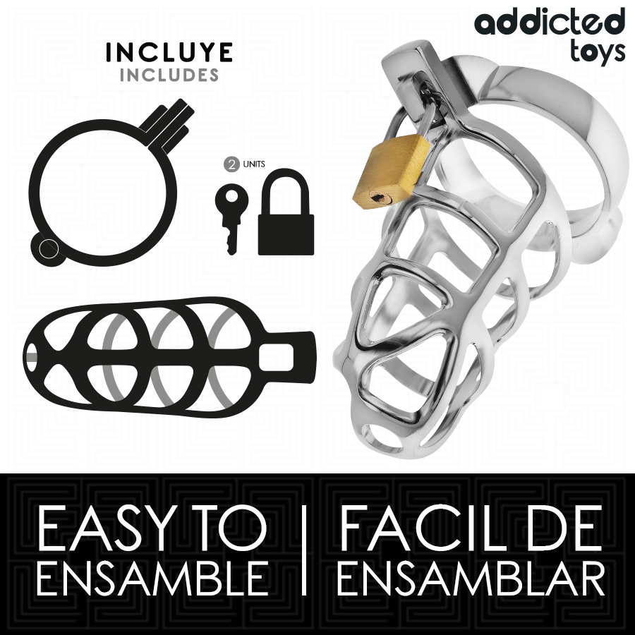 ADDICTED TOYS LOCKED - GABBIA PER PENE CON SERRATURA IN ARGENTO TAGLIA M Addicted Toys Locked