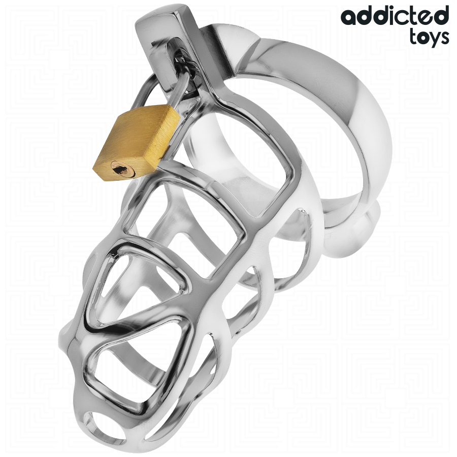 ADDICTED TOYS LOCKED - GABBIA PER PENE CON SERRATURA IN ARGENTO TAGLIA M Addicted Toys Locked