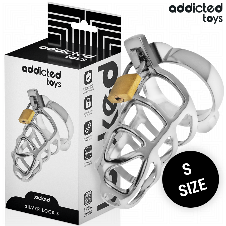 ADDICTED TOYS LOCKED - GABBIA PER PENE IN METALLO CON BLOCCAGGIO ARGENTO TAGLIA S Addicted Toys Locked