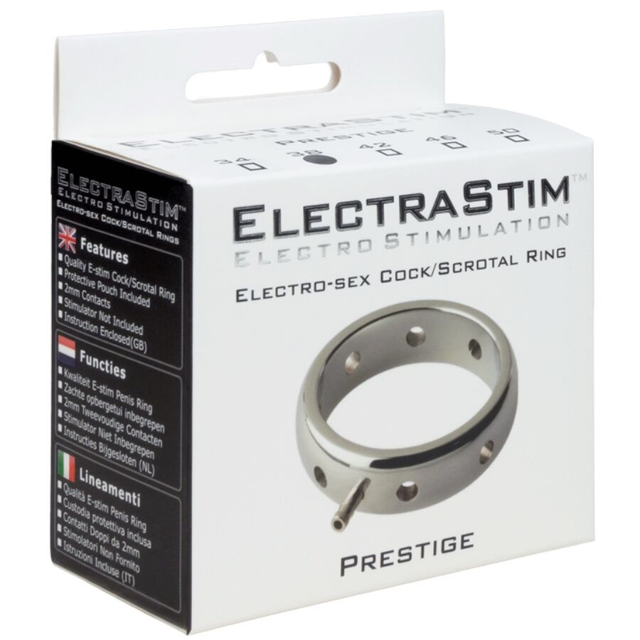ELECTRASTIM - ANELLO ELETTROMAGNETICO PER PENE IN METALLO PRESTIGE 46 MM Electrastim