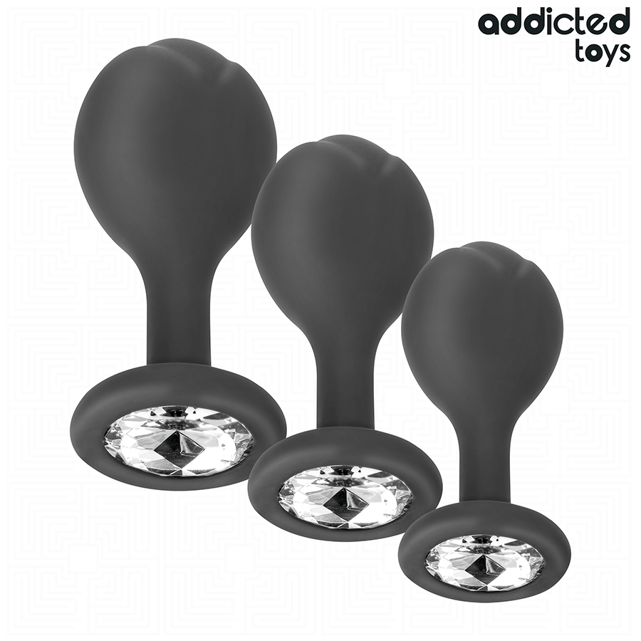 ADDICTED TOYS - SET DI 3 TAPPI ANALI CON GIOIELLO Addicted Toys