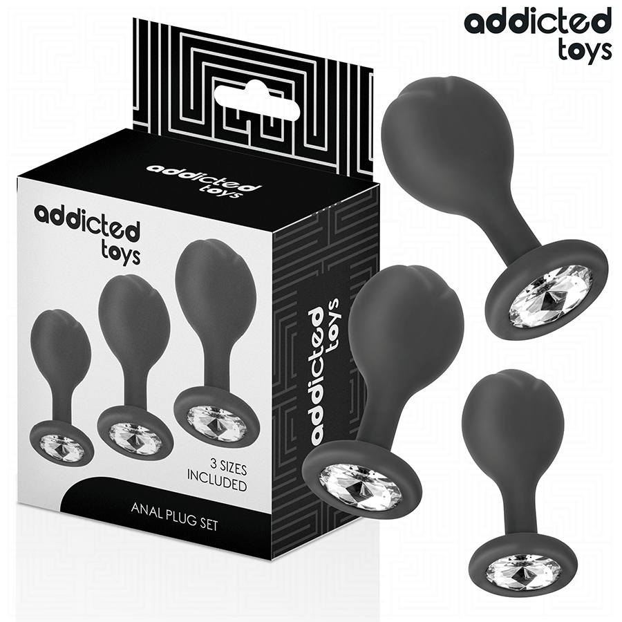 ADDICTED TOYS - SET DI 3 TAPPI ANALI CON GIOIELLO Addicted Toys