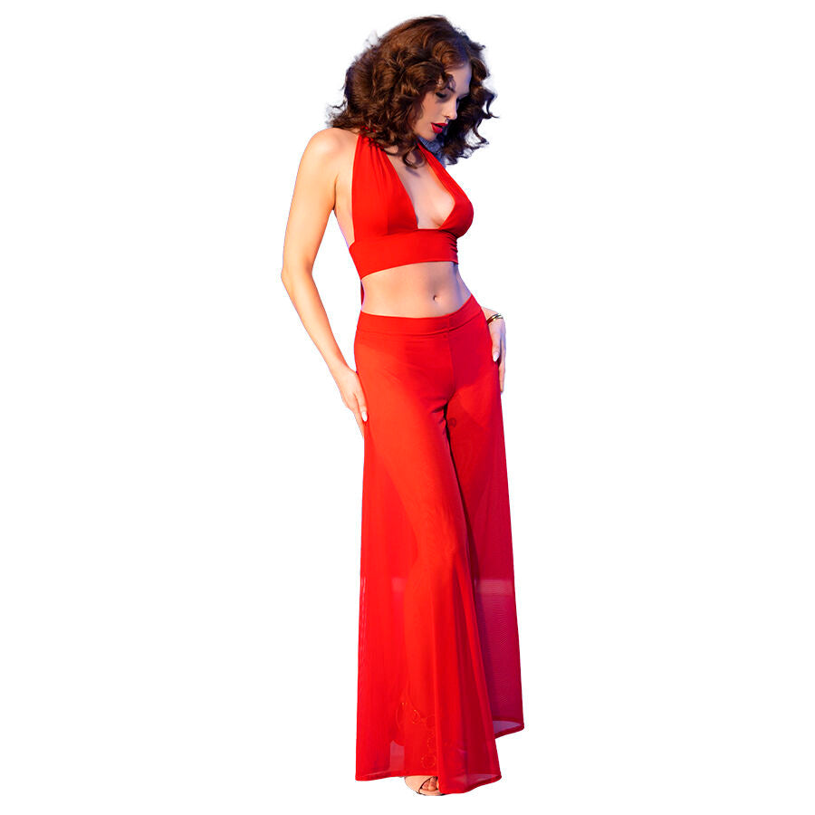 CHILIROSE - CR 4857 SET TOP E PANTALONI ROSSI TAGLIA L Chilirose Sets