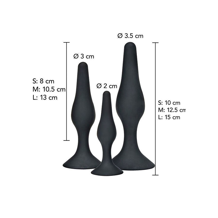 TOYJOY - ANAL PLAY CURVY COMPANIONS PLUG ANALE 3 PEZZI NERO Toyjoy