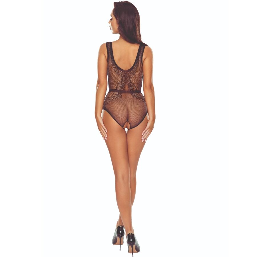 PASSION - BS115 BODYSTOCKING A GRIGLIA NERA Passion Woman Bodystockings