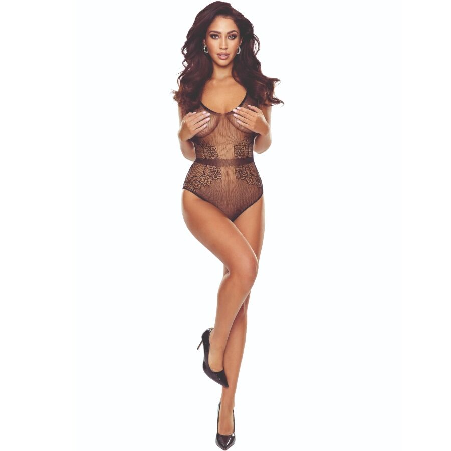 PASSION - BS115 BODYSTOCKING A GRIGLIA NERA Passion Woman Bodystockings