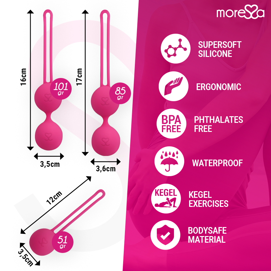 MORESSA - SET OSIAN PREMIUM SILICONE ROSA (Osian One - 51 g  Osian Two - 101 g  Osian Three 85 g) Moressa