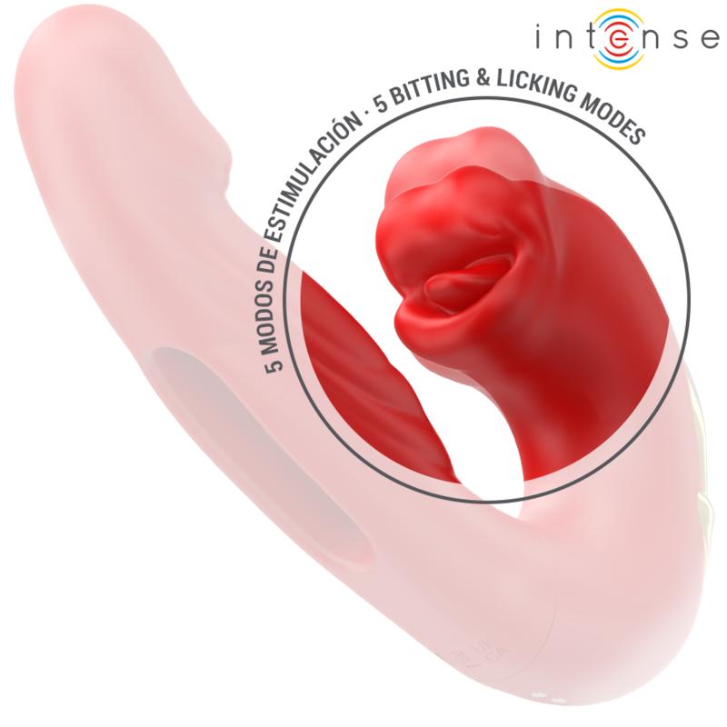 INTENSE - NATHY DOPPIO VIBRATORE CON BOCCA STIMOLANTE MULTIFUNZIONE ROSSO Intense Fun