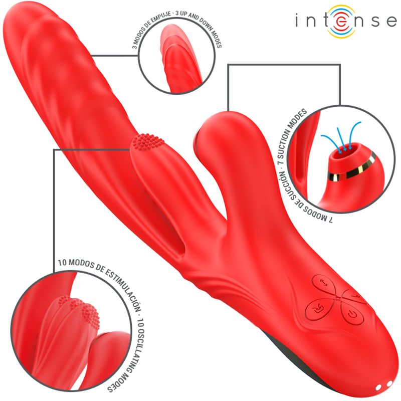 INTENSE - KAROL VIBRATORE MULTIFUNZIONE SPINTA E STIMOLAZIONE E ONDE STIMOLANTI ROSSO Intense Fun