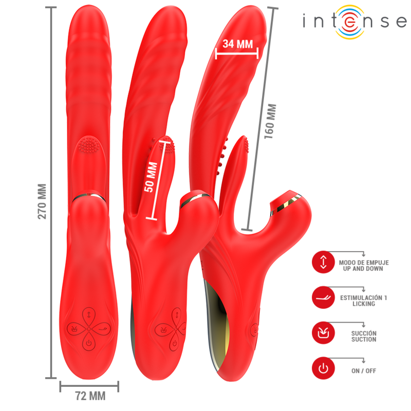 INTENSE - KAROL VIBRATORE MULTIFUNZIONE SPINTA E STIMOLAZIONE E ONDE STIMOLANTI ROSSO Intense Fun