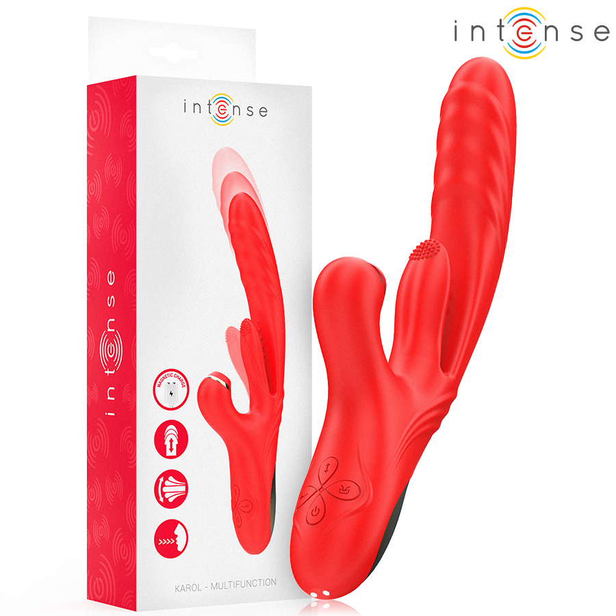 INTENSE - KAROL VIBRATORE MULTIFUNZIONE SPINTA E STIMOLAZIONE E ONDE STIMOLANTI ROSSO Intense Fun