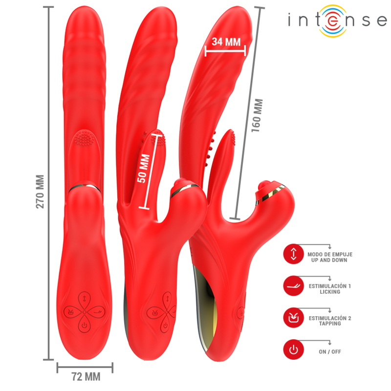 INTENSE - VIBRATORE MULTIFUNZIONE ROSALIA 3 IN 1 ROSSO Intense Fun