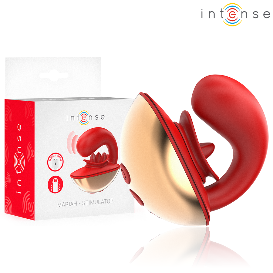 INTENSE - VIBRATORE E STIMOLATORE MARIAH A FORMA DI U 10 VIBRAZIONI ROSSO Intense Fun