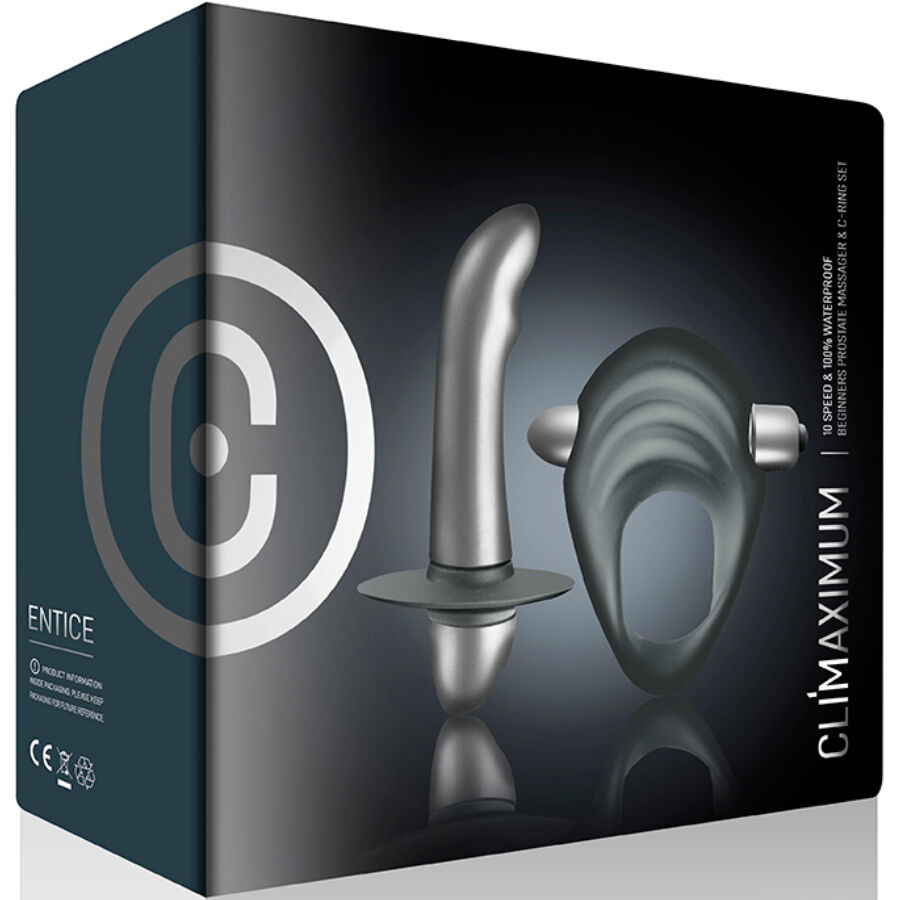 CLIMAXIMUM - ENTICE KIT ANELLO PER IL PENE + VIBRATORE PER LA PROSTATA PER PRINCIPIANTI Climaximum