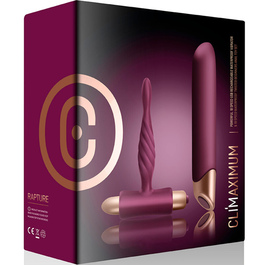 CLIMAXIMUM - KIT RAPTURE VIBRATORE CLASSICO + PLUG ANALE PER PRINCIPIANTI Climaximum