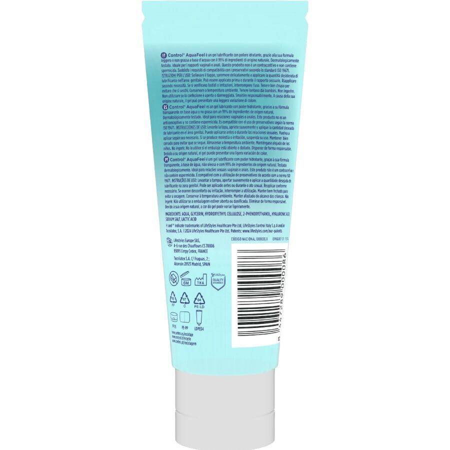 CONTROL - LUBRIFICANTE AQUAFEEL CON ACIDO IALURONICO 80 ML Control Lubes