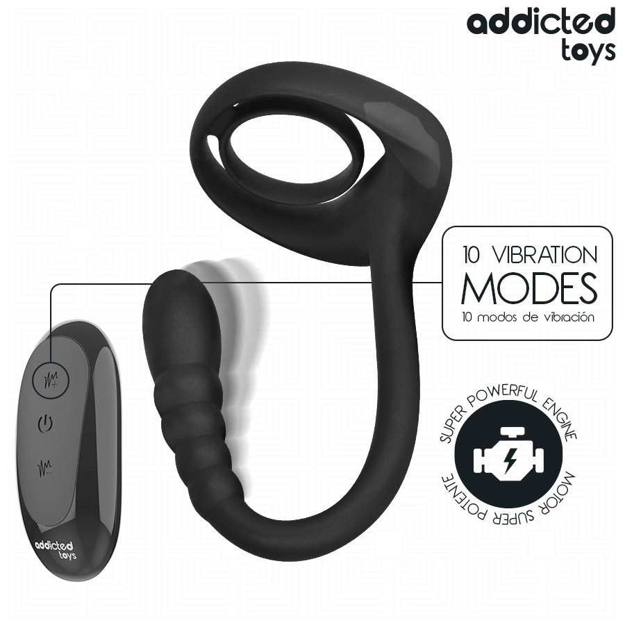 ADDICTED TOYS - ANELLO VIBRANTE PER IL PENE CON TELECOMANDO P-SPOT Addicted Toys