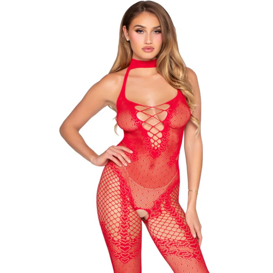 LEG AVENUE - 89336 BODYSTOCKING ROSSO SENZA CAVALLO - TAGLIA UNICA Leg Avenue Bodystockings