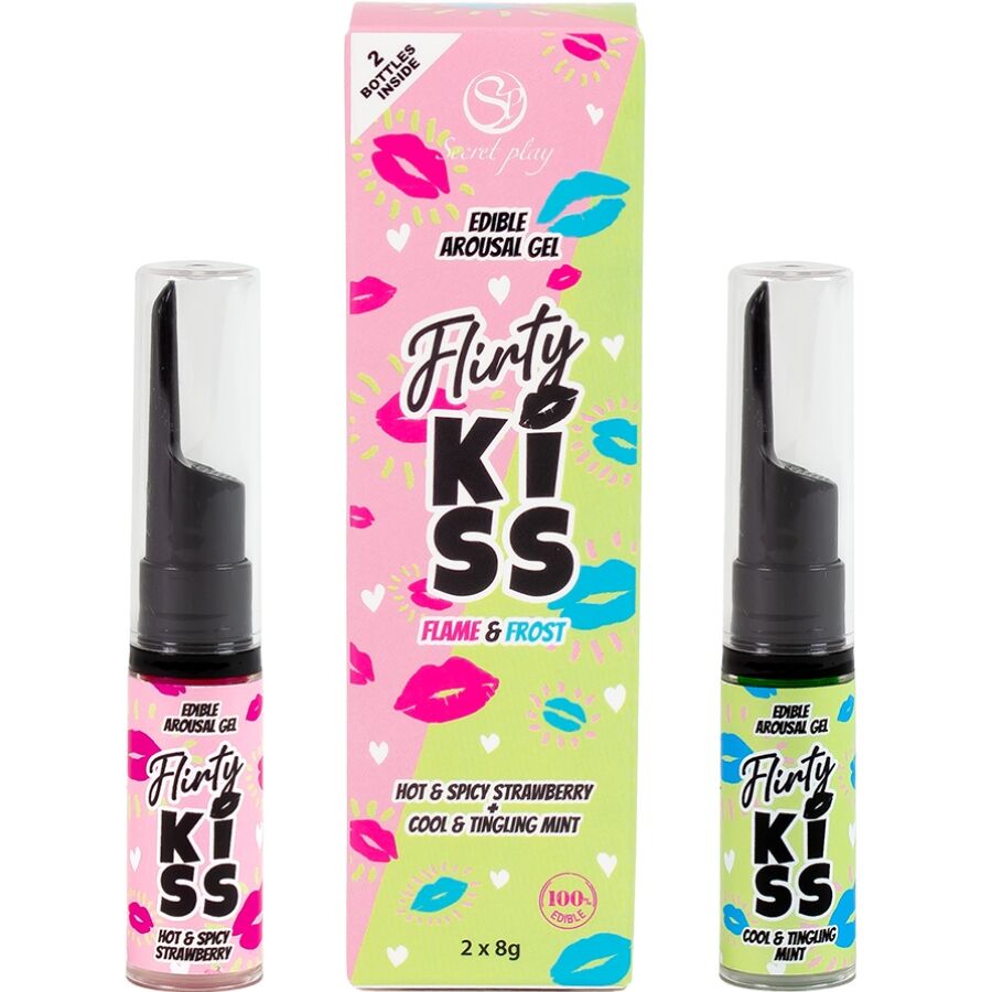 SECRETPLAY - GEL PER BACI CIVATRICI CON EFFETTI SESSUALI ORALI FRAGOLA E MENTA 2 x 8 GR Secretplay Cosmetic