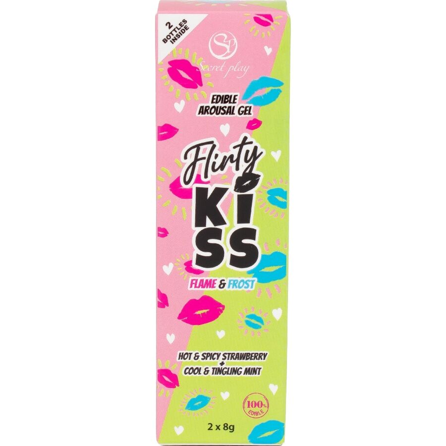 SECRETPLAY - GEL PER BACI CIVATRICI CON EFFETTI SESSUALI ORALI FRAGOLA E MENTA 2 x 8 GR Secretplay Cosmetic