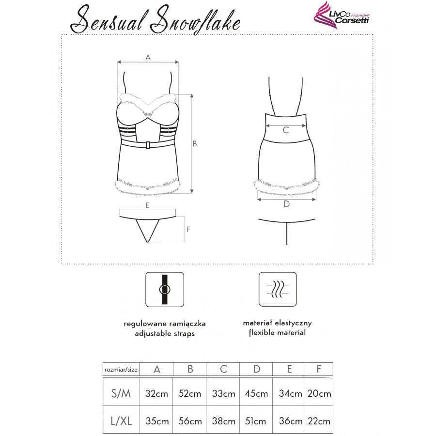 LIVCO CORSETTI FASHION - SENSUAL SNOWFLAKE LC 90603 CHRISTMAS CHEMISE + PERIZOMA + FASCIA PER CAPELLI L/XL Livco Corsetti Sets