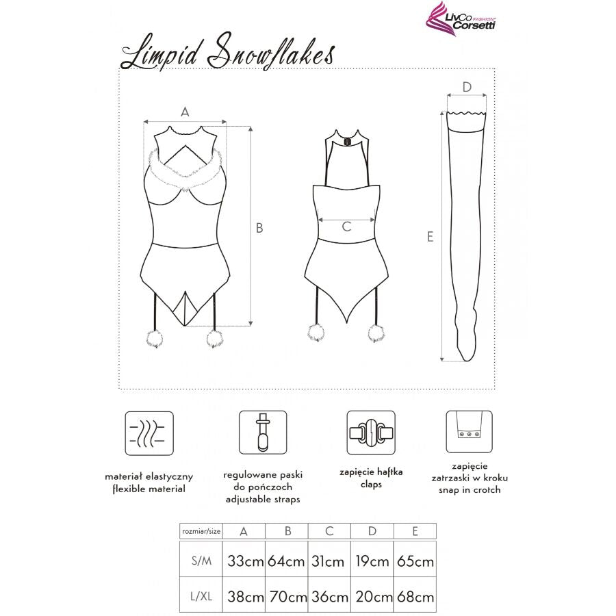 LIVCO CORSETTI FASHION - LIMPID SNOWFLAKES LC 90604 BODY + CALZE + CERCHIETTO NATALIZIO S/M Livco Corsetti Sets
