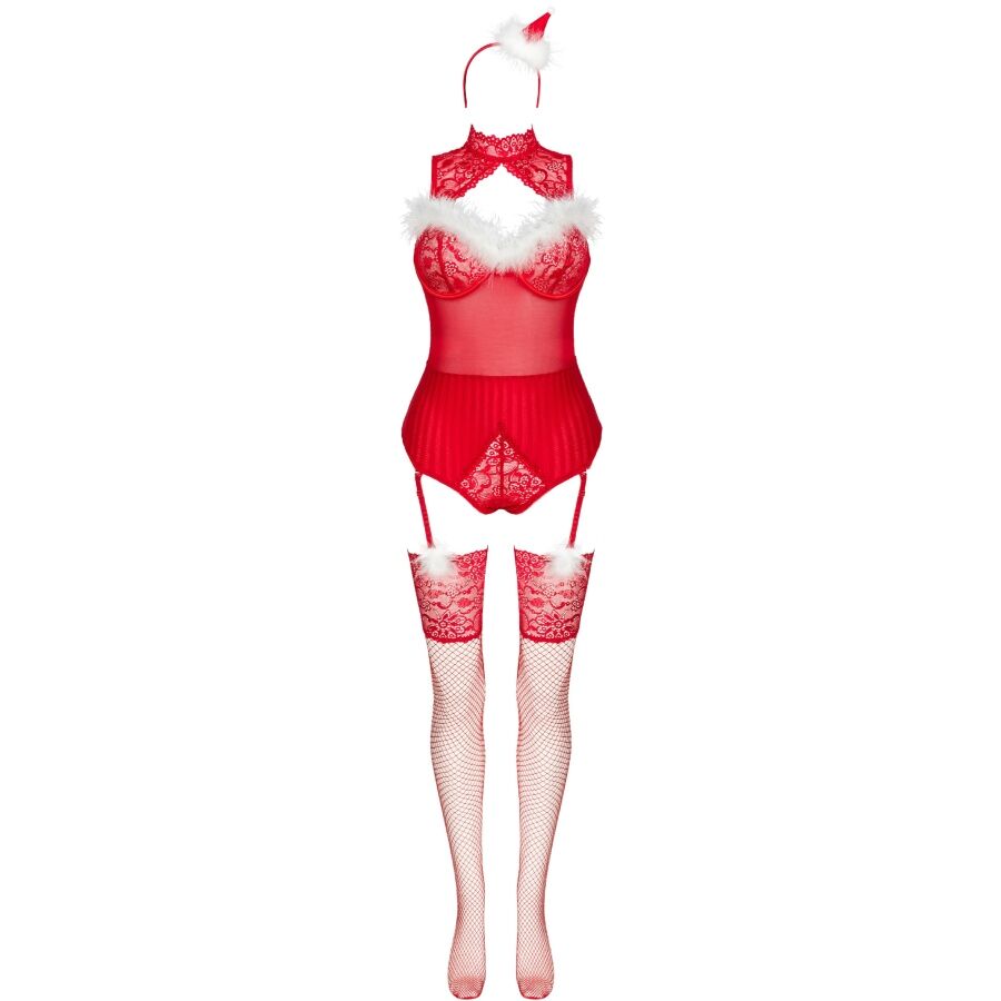 LIVCO CORSETTI FASHION - LIMPID SNOWFLAKES LC 90604 BODY + CALZE + CERCHIETTO NATALIZIO L/XL Livco Corsetti Sets