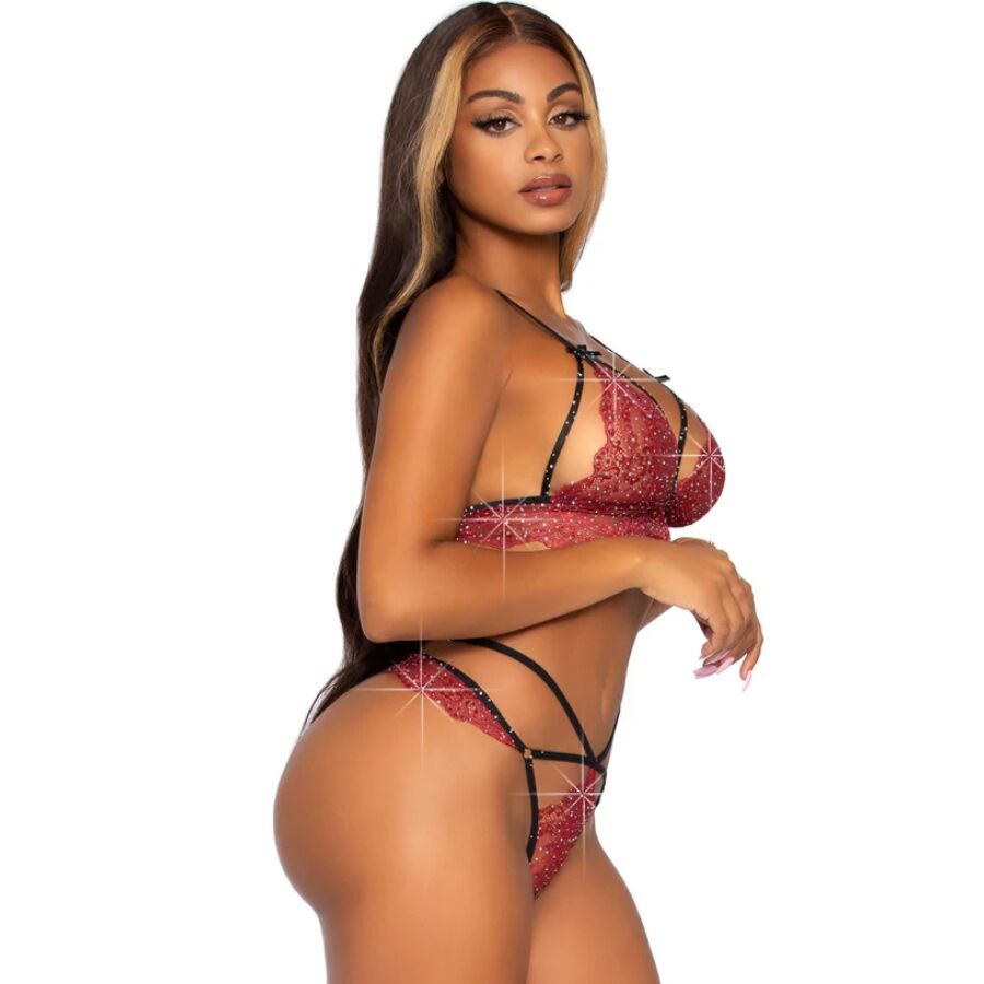 LEG AVENUE - 81623 REGGISENO + PERIZOMA BORDEAUX TAGLIA S Leg Avenue Sets