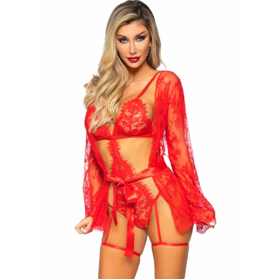 LEG AVENUE - 86123 SET VESTAGLIA TEDDY + GIARRETTIERA ROSSO TAGLIA S Leg Avenue Sets