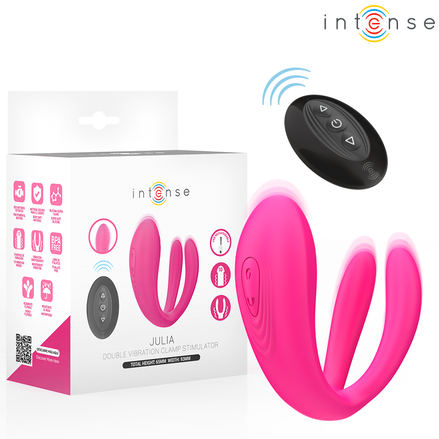 INTENSE - JULIA DOPPIO VIBRATORE STIMOLATORE A MORSETTO CON TELECOMANDO Intense Remote Control