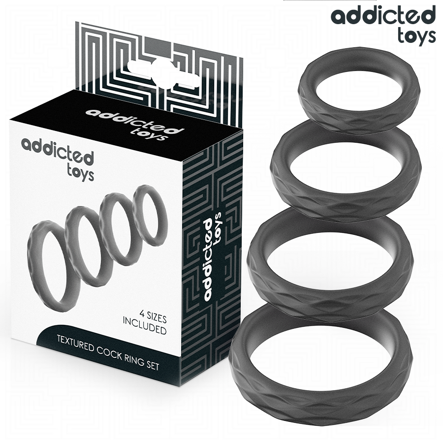 ADDICTED TOYS - SET DI ANELLI PER IL PENE TESTURIZZATI 4 MISURE Addicted Toys