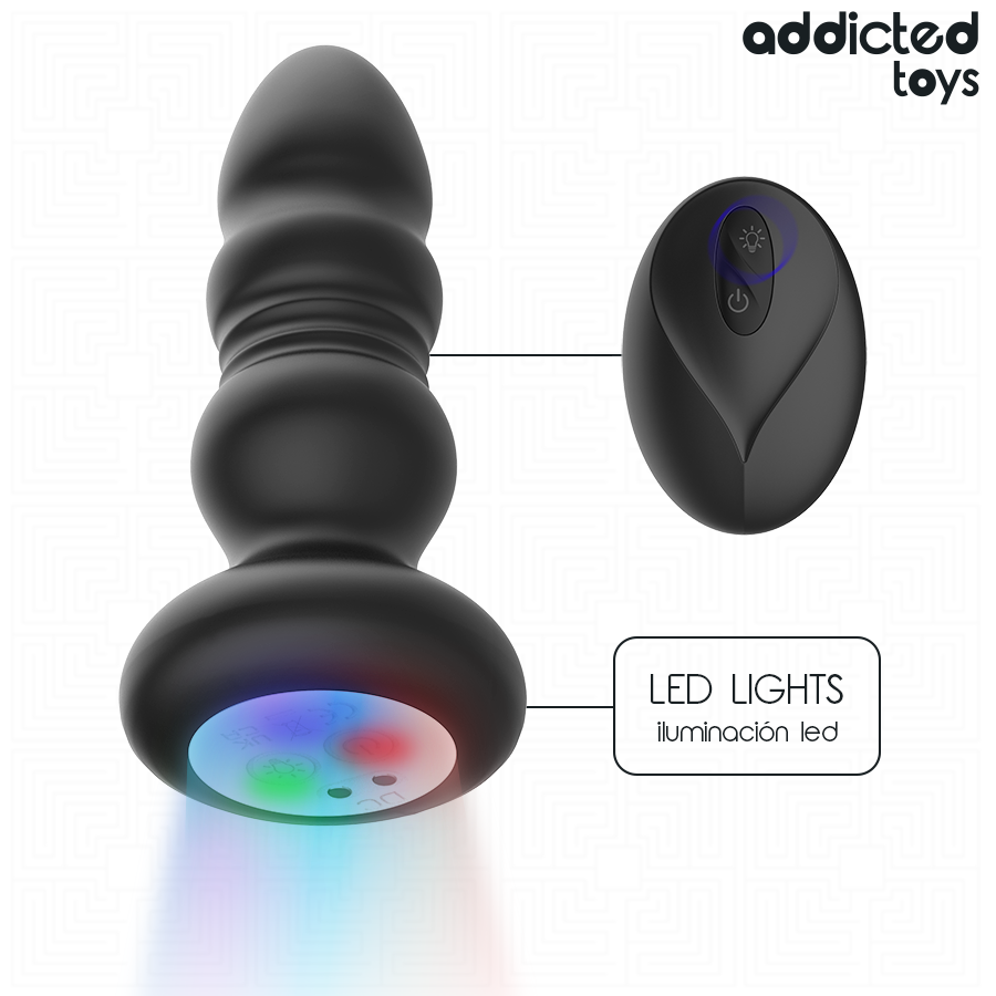ADDICTED TOYS - TAPPO ANALE ROTANTE E VIBRANTE, LUCE LED, TELECOMANDO Addicted Toys