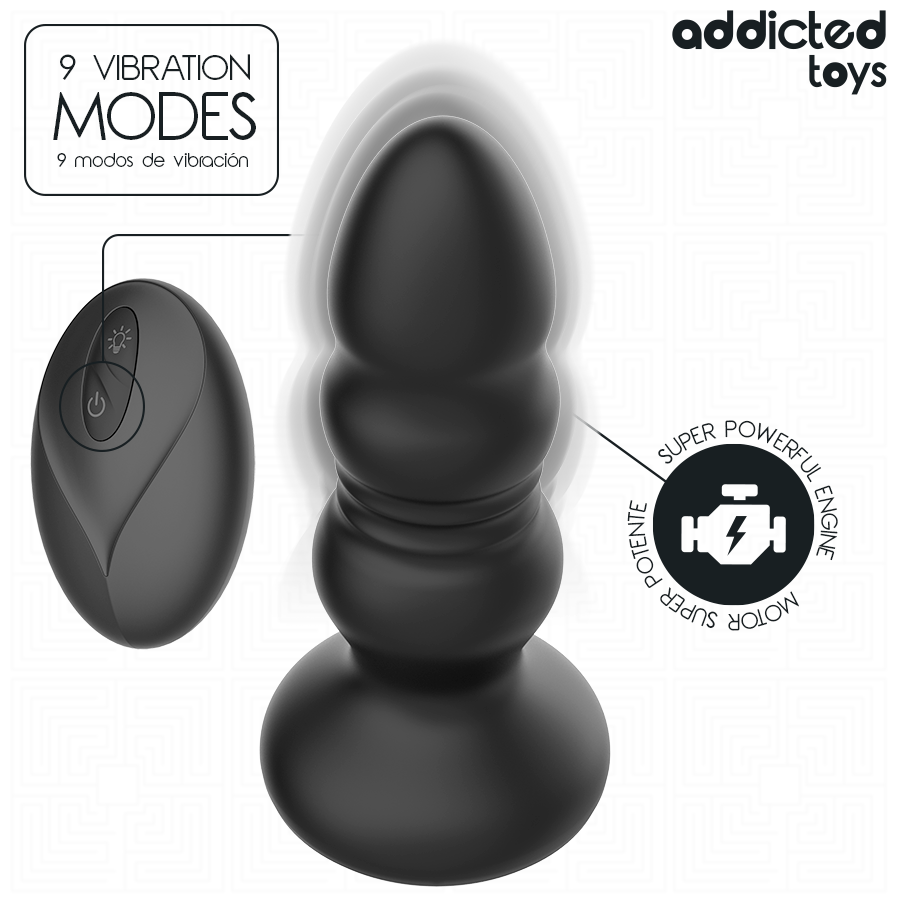 ADDICTED TOYS - TAPPO ANALE ROTANTE E VIBRANTE, LUCE LED, TELECOMANDO Addicted Toys