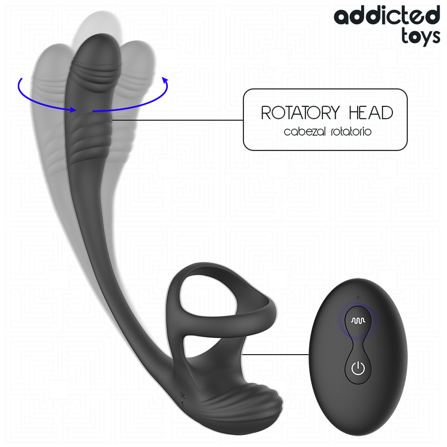 ADDICTED TOYS - PLUG ANALE CON VIBRAZIONE E OSCILLAZIONE A 360 E STIMOLATORE DEI TESTICOLI Addicted Toys