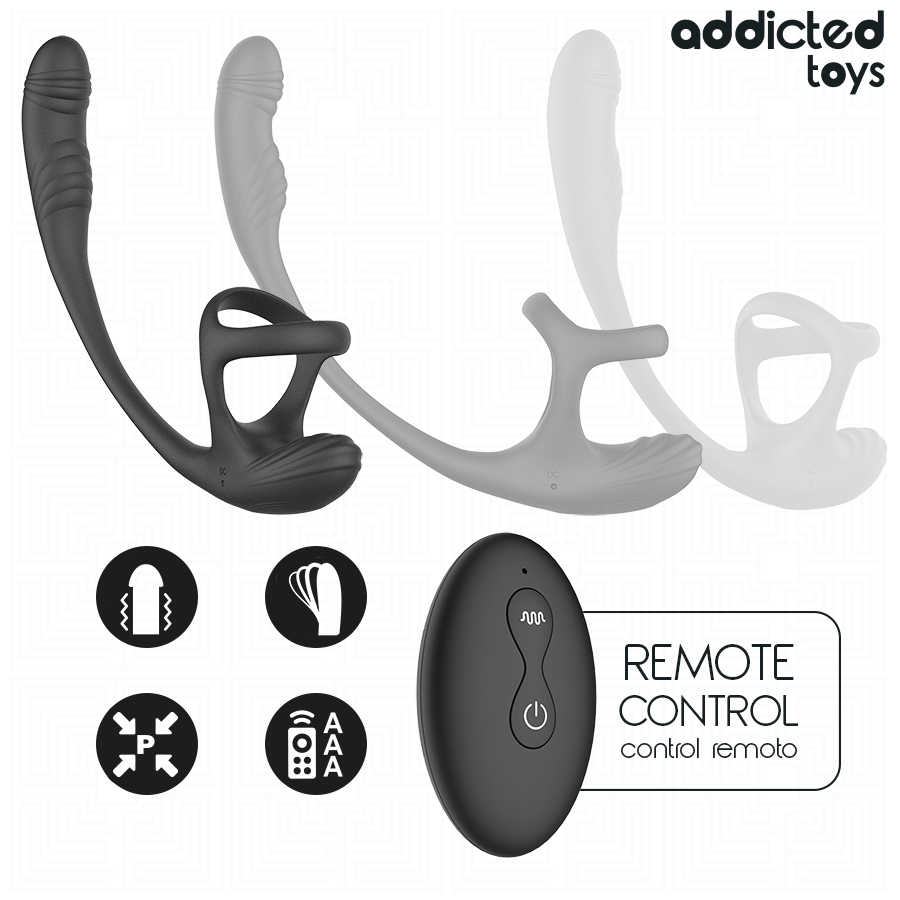 ADDICTED TOYS - PLUG ANALE CON VIBRAZIONE E OSCILLAZIONE A 360 E STIMOLATORE DEI TESTICOLI Addicted Toys