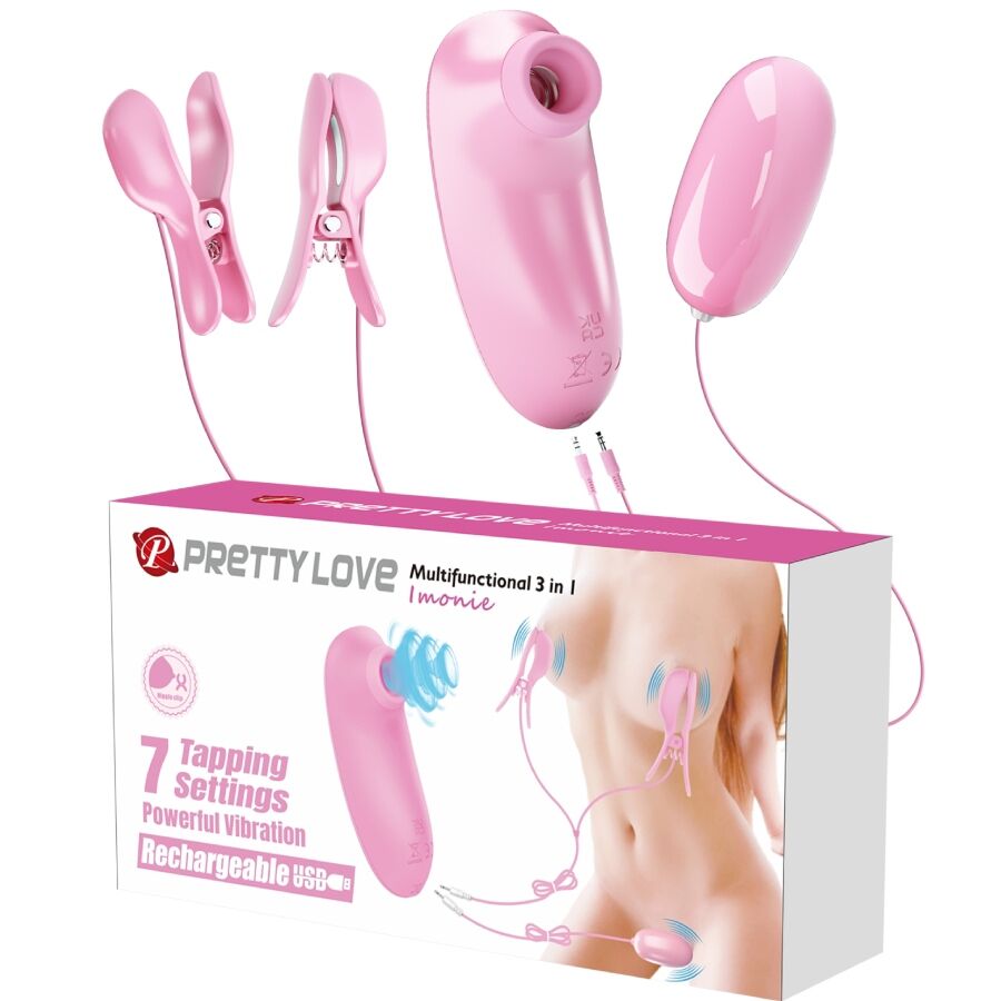 PRETTY LOVE - IMONIE SET MULTIFUNZIONALE 3 IN 1 CON VENTOSA, CAPEZZOLI E CLITORIDE Pretty Love Flirtation